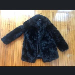 H&M faux fur black jacket size 6